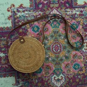 🆕 RATTAN WOODEN ROUND PURSE 🆕